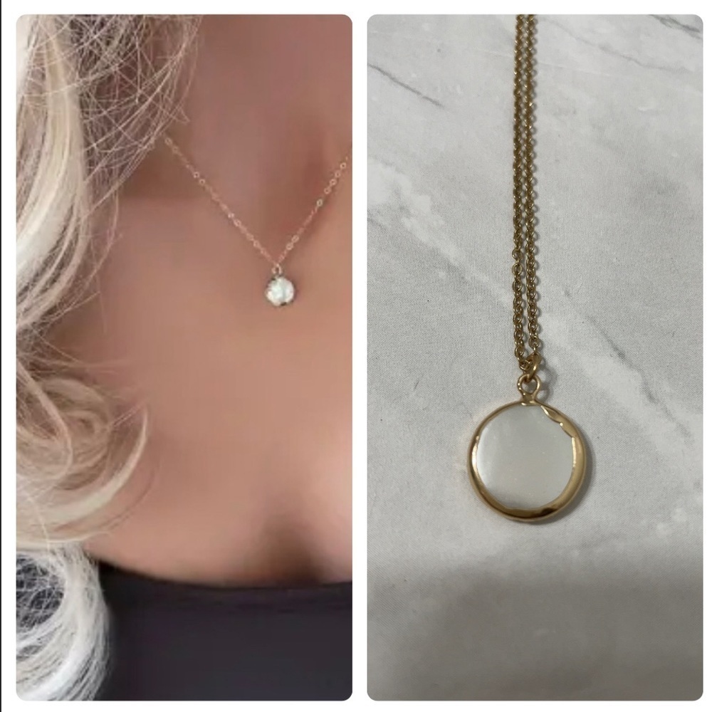 Pearl Round Flat Pendant Necklace